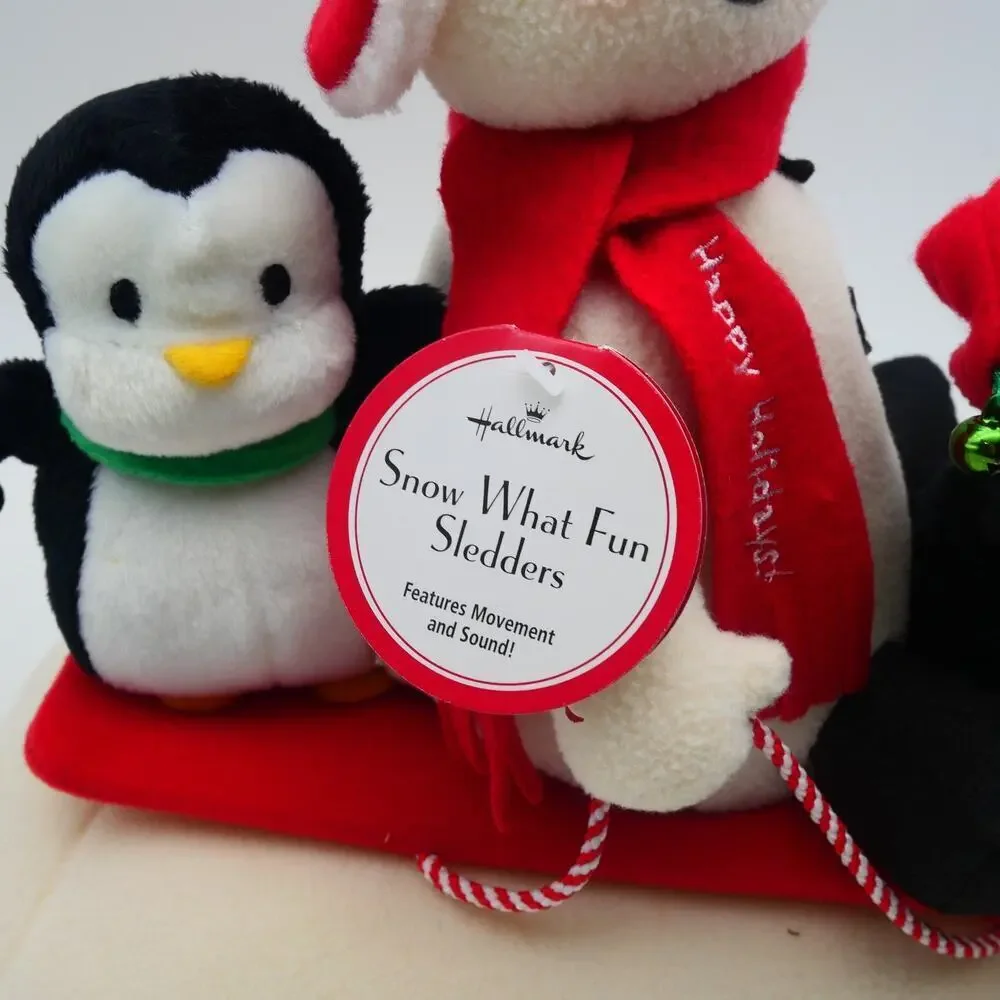 NEW 2007 Hallmark Jingle Pals Snow What Fun Sledders Snowman Dog Penguin Music